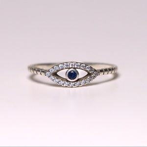 Evil eye sterling silver ring